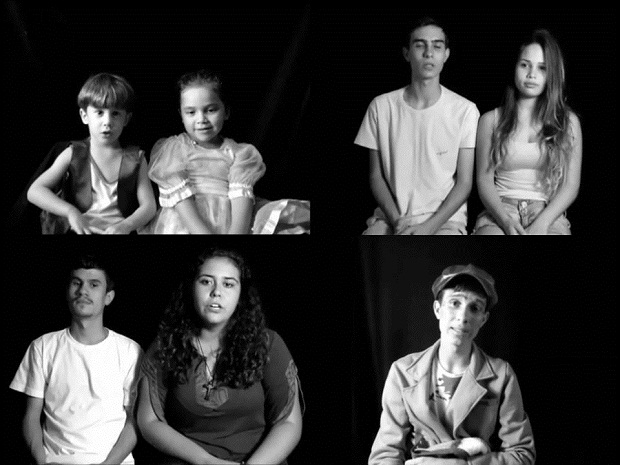 Em um dos episódios da TV Filosofia, alunos traçam a trajetória de um casal, da infância à morte, abordando os sentimentos. Foto: Arquivo da Escola.